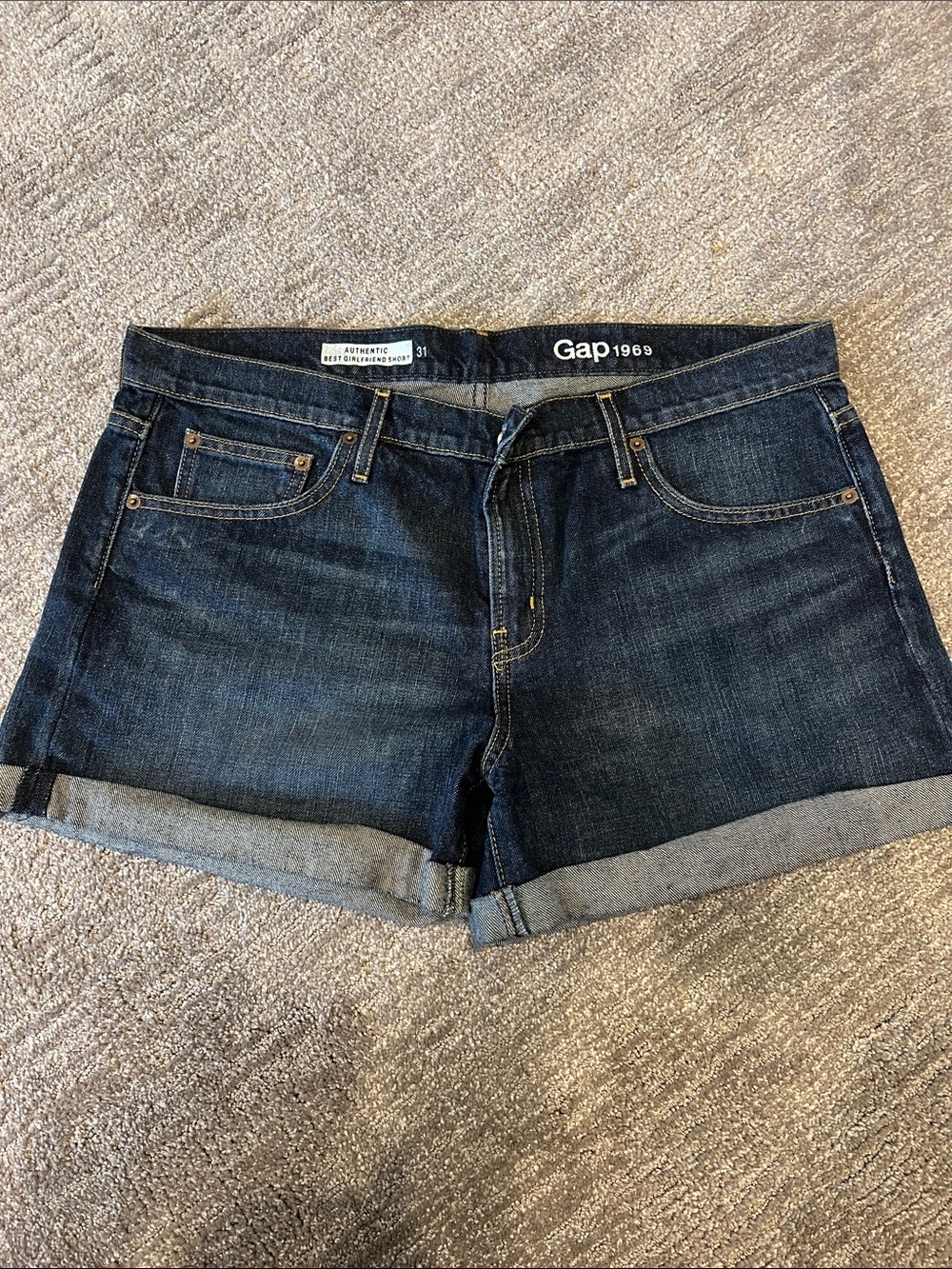 Dark Blue Denim Roll-Cuff Women's Shorts
